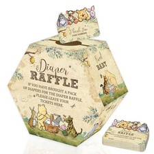 Winnie Baby Shower Diaper Raffle Hexagonal , 50 Bear Diaper Raffle Tickets wi...