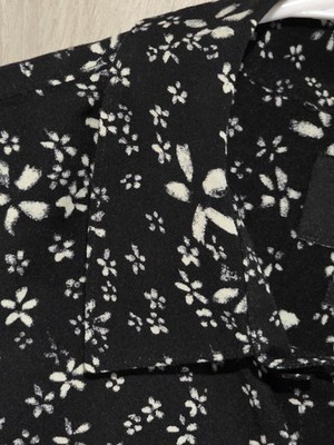 THE KOOPLES Button Front Shirt Men's L Relaxed Fit Viscose Black Abstract Floral
