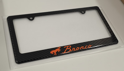 ORANGE Bronco License Plate Frame Premium 100% Carbon Fiber
