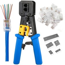 RJ45 Crimping Tool Ethernet Crimper for Cat6 Cat5 Cat5e RJ45 Pass Through Con...