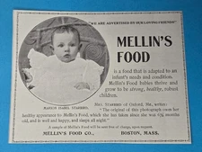Antique 1898 MELLIN’S FOOD Magaz Ad Boston Massachusetts Victorian Baby Formula