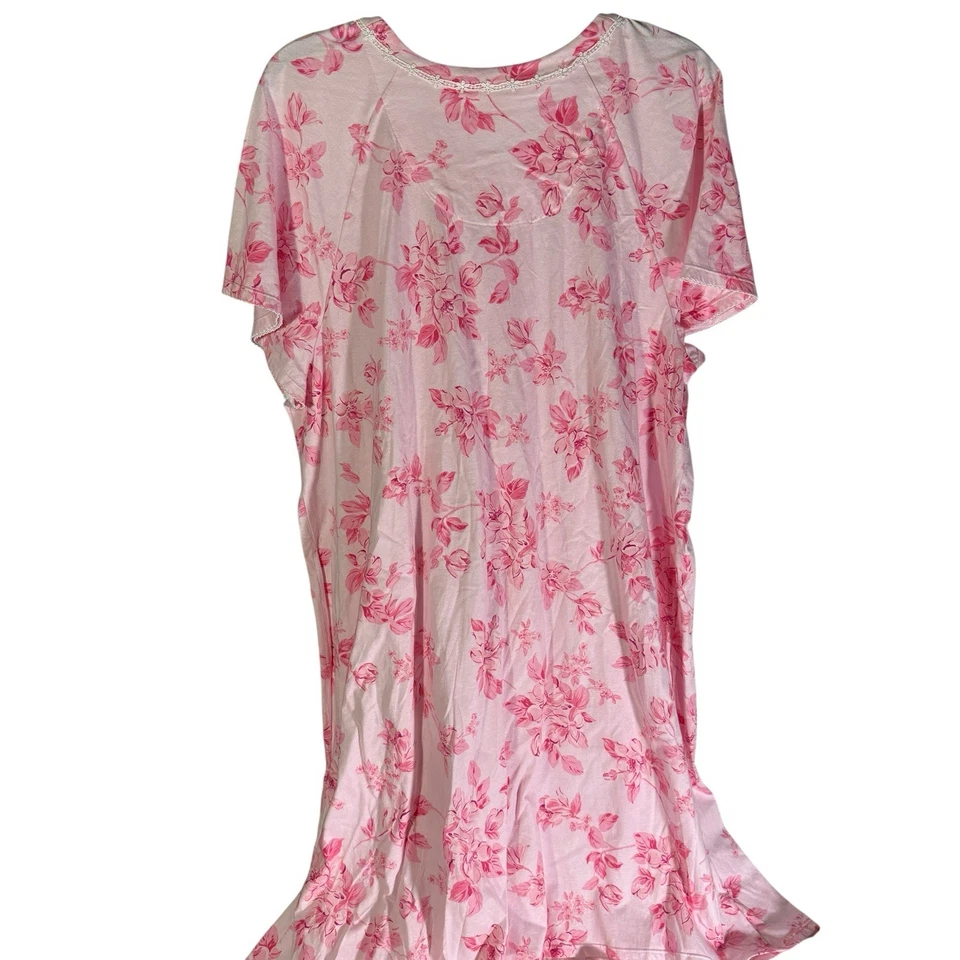 Camisón Colección Aria Para Mujer 4X Pijama Manga Corta Rosa Floral Bolsillos Foto 2 de 4
