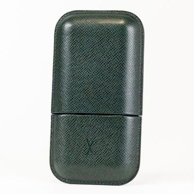 Louis Vuitton Zigarrenetui Taiga M30724 Etui 3 Robustos Grün Leder Vintage Se...