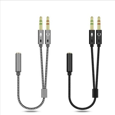 2x 3.5mm Headphone Mic Audio Y Splitter Cable 1 Female to Dual Male Black 8''