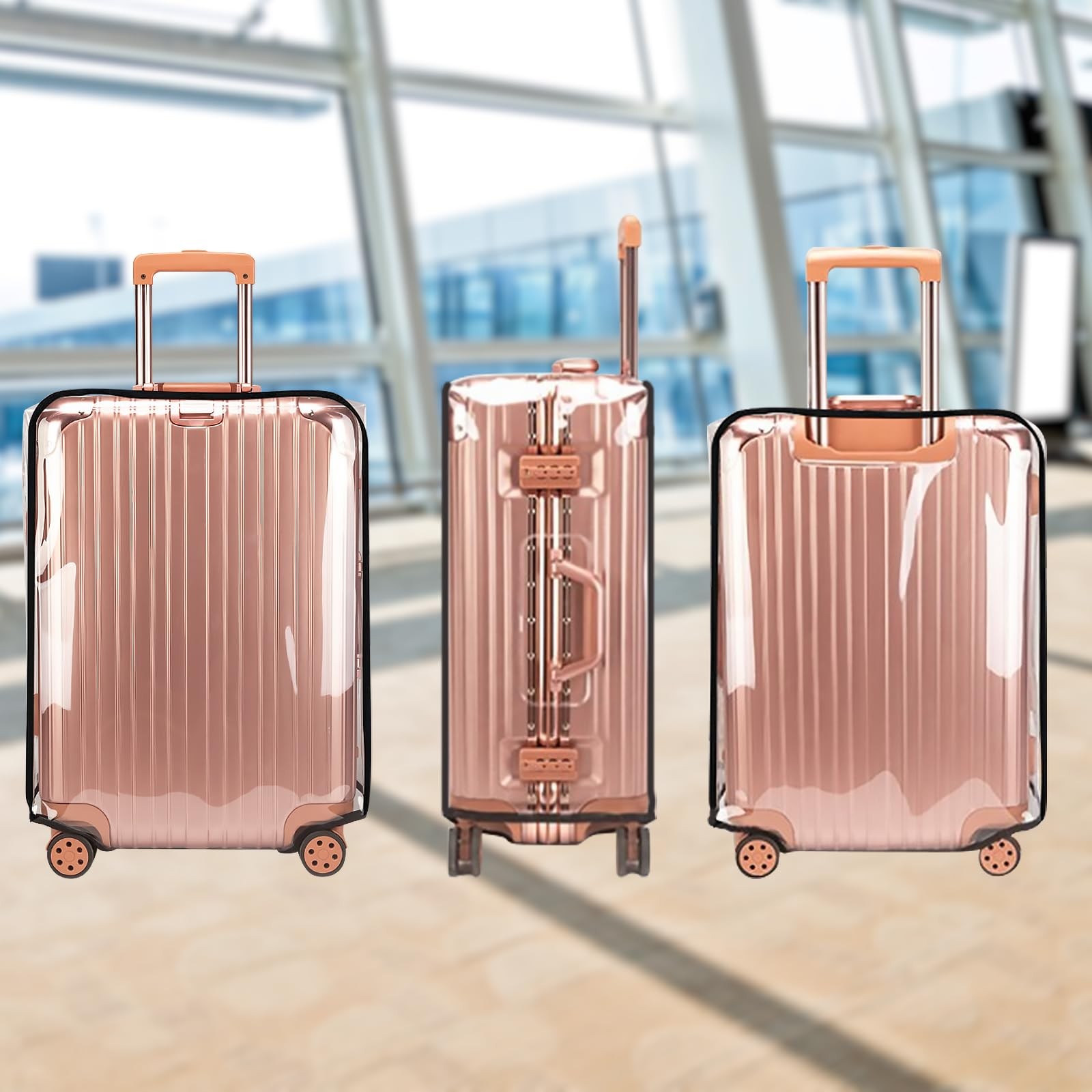 3 PCS Thicken Clear Luggage Cover Protector, Transparent PVC Suitcase Cover thumbnail 7