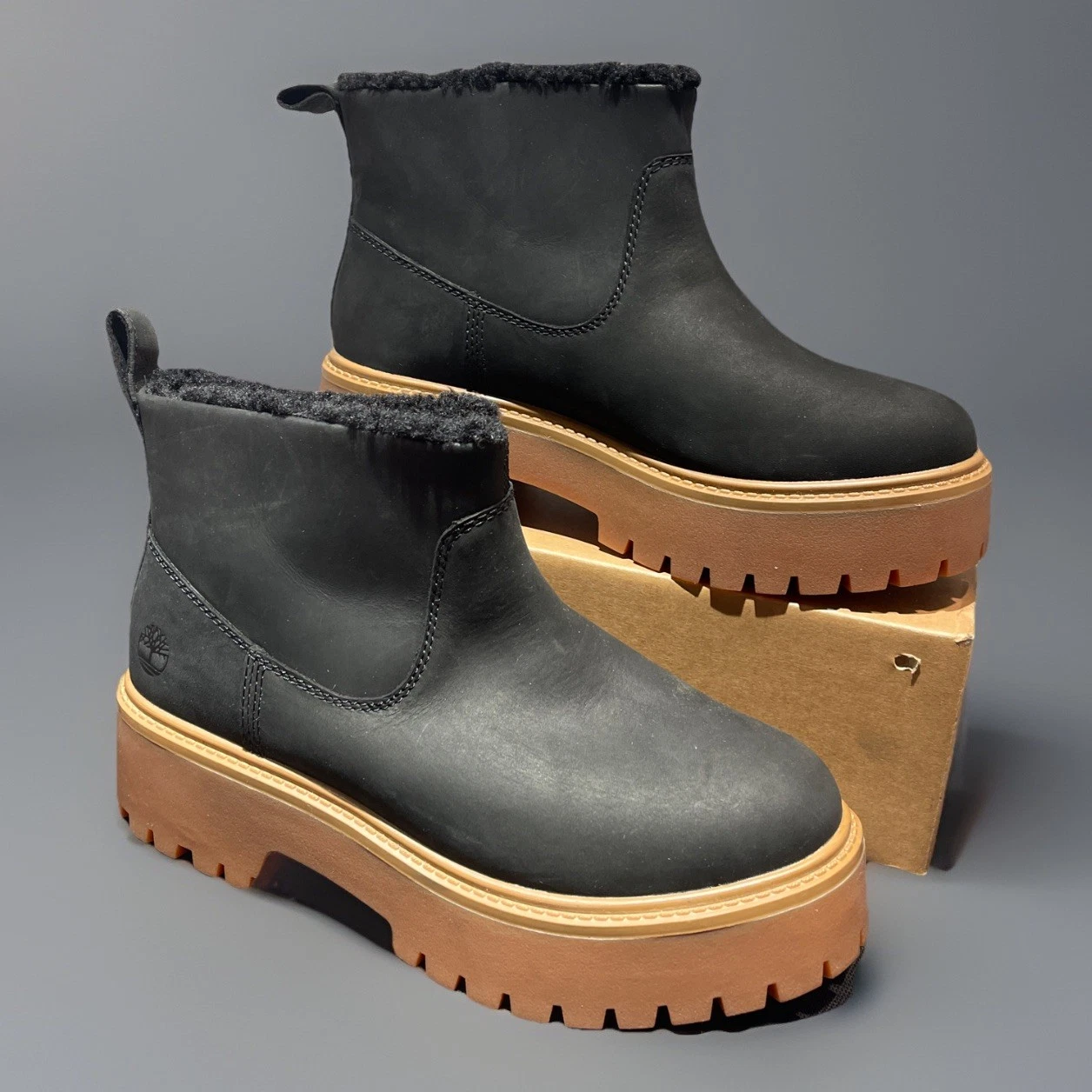 Stivali Timberland Stone Street foderati medio caldi neri nabuk donna taglia 8 plateau