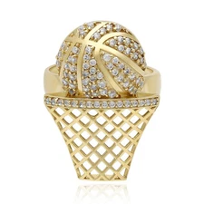 10K Gold Yellow Stone Basketball Hoop Ring