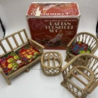 Vintage 1977 Charly Rattan Doll Furniture Set With Cushions and box
