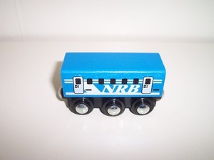 Imaginarium Wooden Train Blue NRB Express Passenger Coach Car Fits BRIO Thomas