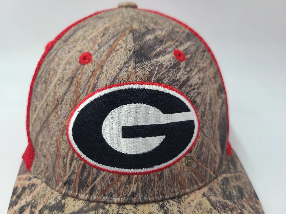 University of Georgia Bulldogs Camuflada Malla Camionero Snapback Gorra Gorra NCAA Marrón Rojo Foto 4 de 4