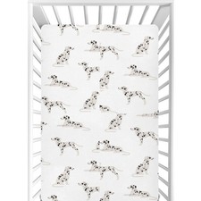 Baby Crib Sheets Cartoon Cute Dalmatians Dogs Mini Crib Sheets Fitted for Gir...