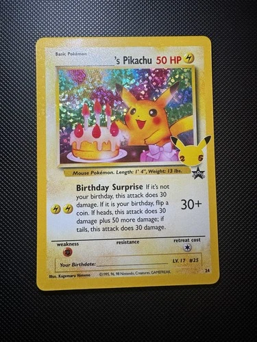 Pokemon TCG Birthday Pikachu Promo 24 - Celebrations 25th Anniversary Set NM