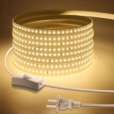 Super Bright Outdoor LED Strip Lights, AC 110V 3500K Flexible LED Rope Lights Wa