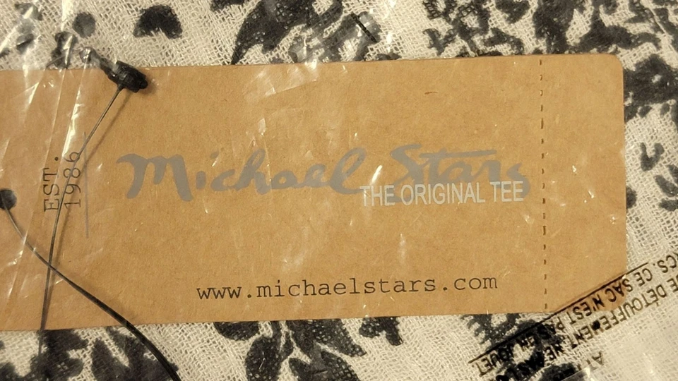 Bufanda ajustada de porcelana Michael Star vintage con estampado floral en bloques envoltura ligera Foto 3 de 4