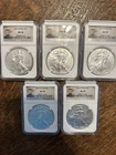 Lot Of 5 American  Eagle 1 oz Silver MS70 NGC 2014