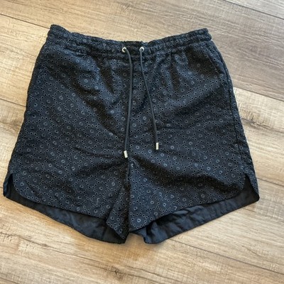 AU Printemps Paris Black Noir Shorts Size M Eyelet Cotton Rare NWT