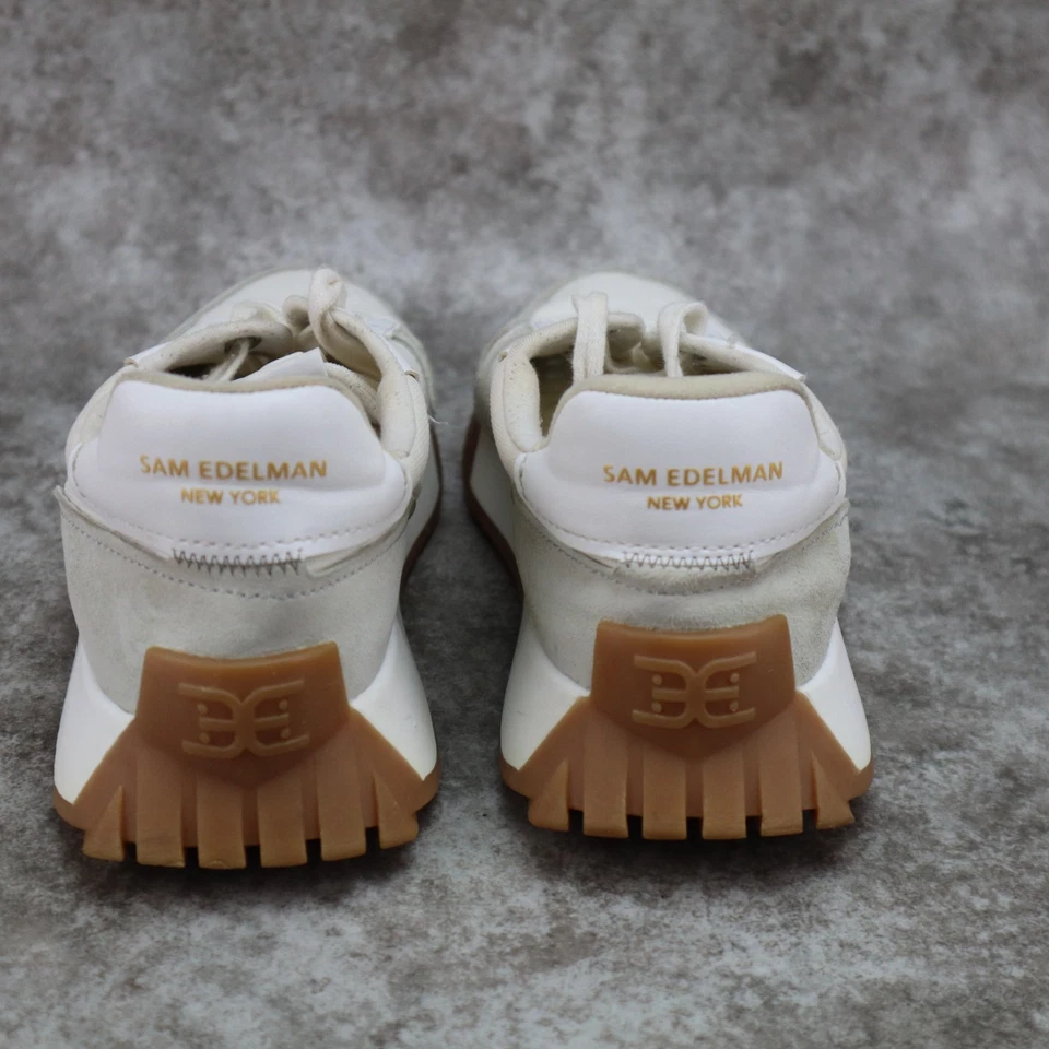 Sam Edelman Layla Sneakers Ivory White Gray Leather Suede Womens Size 7.5 M - Image 3 of 4