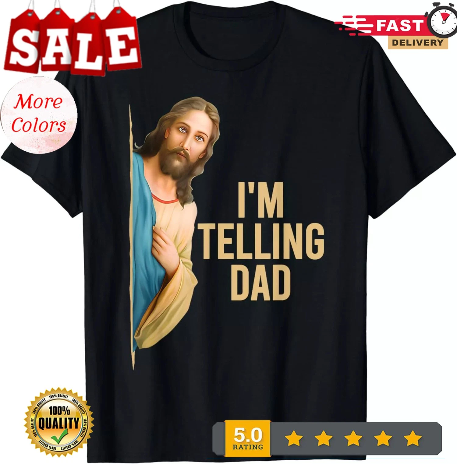 2025 I'm Telling Dad Christian Meme Shirt Funny Jesus Unisex Tee