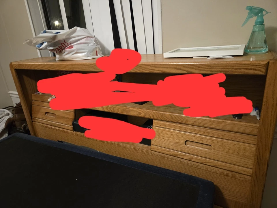 Solid Oak Queen Captains Bedset With Dresser - Image 4 of 4