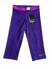 Nike Pro Dri Fit Women S Small Yoga Crop 18" Leggings Purple Stay Cool Training