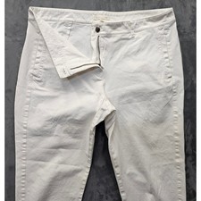 EILEEN FISHER Off White Organic Cotton Stretch Cropped Straight Leg Pants Size M