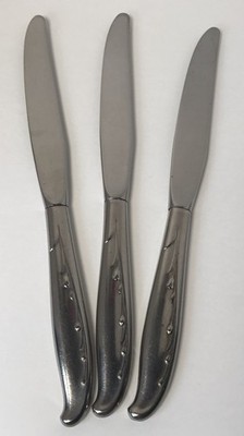 Lot of 3 Reed & Barton Rebacraft  Summertime Stainless Dinner Knives 9in