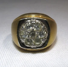 Vintage 18KT HGE Mens Rhinestone Ring Size 6 3/4 ETC10890