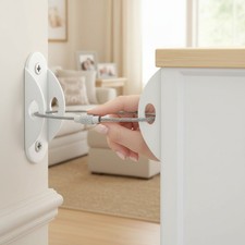 Stainless Steel Furniture Straps - 400 lbs Anti-Tip Baby Proofing Set, 10 Pack