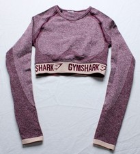 Gymshark Women's Dry Flex Long Sleeve Crop Top ZG3 Burgundy Marl See Description