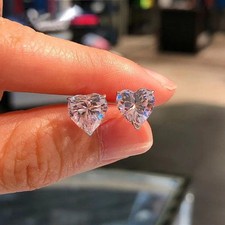 Multi-Color Heart Cubic Zirconia Stud Earrings for Women Stylish Jewelry