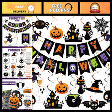 Spooky Halloween Party Decorations - Ghosts, Pumpkins, Witches Banners Streame