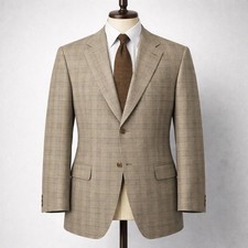 Ermenegildo Zegna Soft Glen Plaid Sport Coat Blazer Silk Wool 44R Swiss