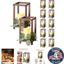 Distinguished 36-Pc Wedding Lantern Set with Flameless LED Candles Eucalyptus