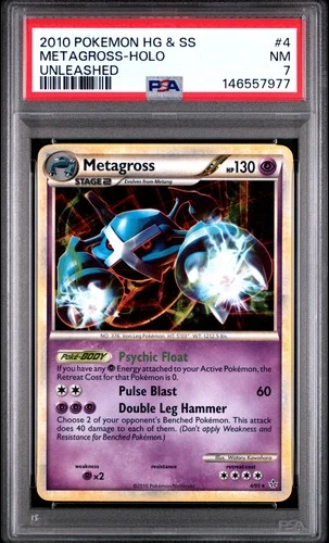 2010 POKEMON HEARTGOLD & SOULSILVER UNLEASHED #4 METAGROSS-HOLO PSA 7
