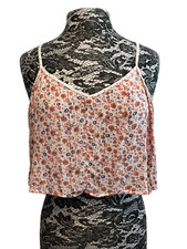 NWOT Fisherman's Daughter Floral Crop Top Tank Strappy Orange Blue Boho Flowy M