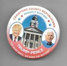 TRUMP PENCE Crawford County Ohio jugate pinback button pin