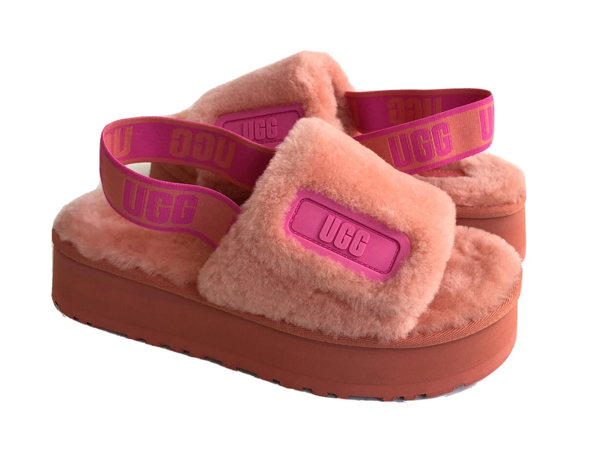 SANDALO UGG FLUFF YEAH DISCO SLIDE CORALLO VIBRANTE US 11 EU 42 UK 9