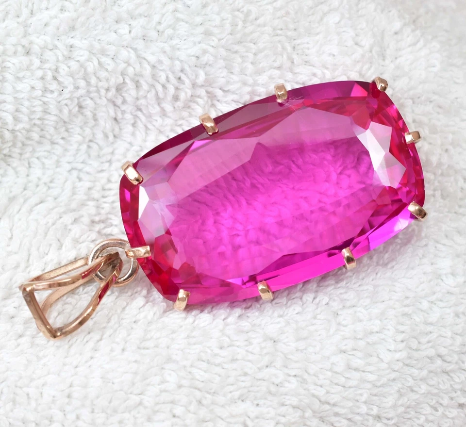 Naturel Mogok Rose Rubis Coussin 925 Pendentif Argent Massif Certifié - Gigantic - Photo 3/4