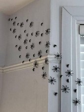 70 Pcs Halloween Spider Decorations Indoor, 4 Sizes 3D Plastic Spider Sticker...