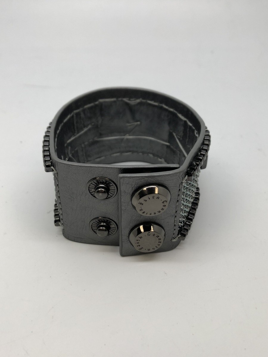 Bracelet En Cuir Faith Connexion Noir Taille Unique - Neuf Avec étiquettes, Style Simple Et élégant