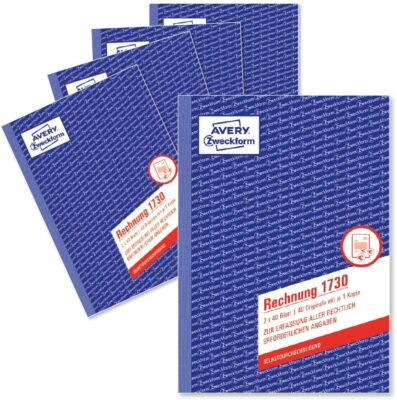 AVERY Zweckform 1730-5 Rechnung (A5, 2x40 Blatt, selbstdurchschreibend) 5er Pack