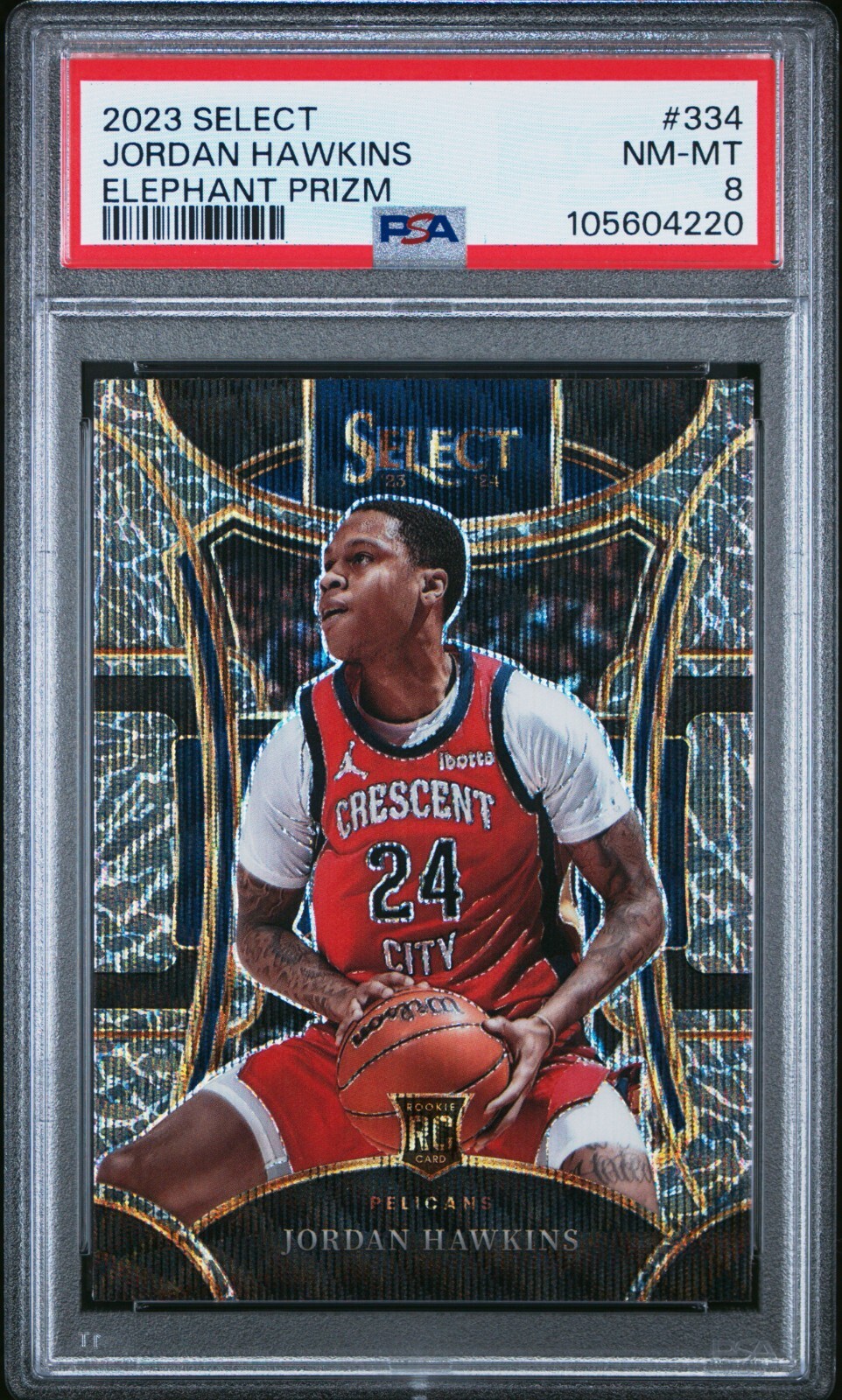 2023-24 PANINI SELECT JORDAN HAWKINS ROOKIE CARD RC ELEPHANT PRIZM MEZZANINE