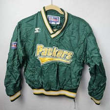 Starter Jacket Youth Size Medium Green Windbreaker Green Bay Packers Vintage