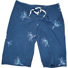H M Navy Blue Swim Trunks Men  s Size Medium flower Print Board Shorts
