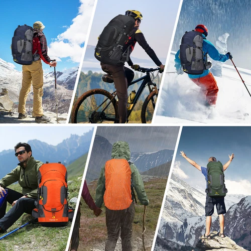 Wasserdichter Rucksack 60L großes Fassungsvermögen Tornister Tasche für Camping Wandern Reisen - Bild 47 von 56