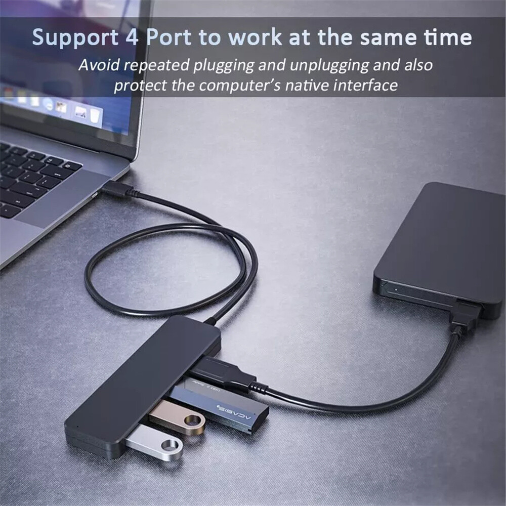 4-Port USB 3.0 Hub for Laptop Fast Data Transfer Expandable Splitter