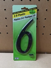 Hy-Ko 3D Plastic Black # 6 Nail-On House Address Number "4" [NEW]
