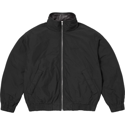 Supreme Leather Collar Utility Jacket Black Olive Blue Plaid