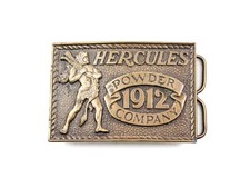 VTG 70's Hercules Powder Co 1912 Bergamot Brass Works Belt Buckle USA Made