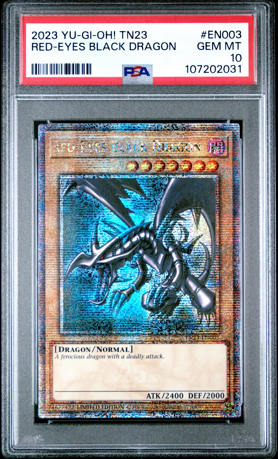 PSA 10 Red Eyes Black Dragon EN003 YuGiOh 25th Anniversary Tin Dueling Hero